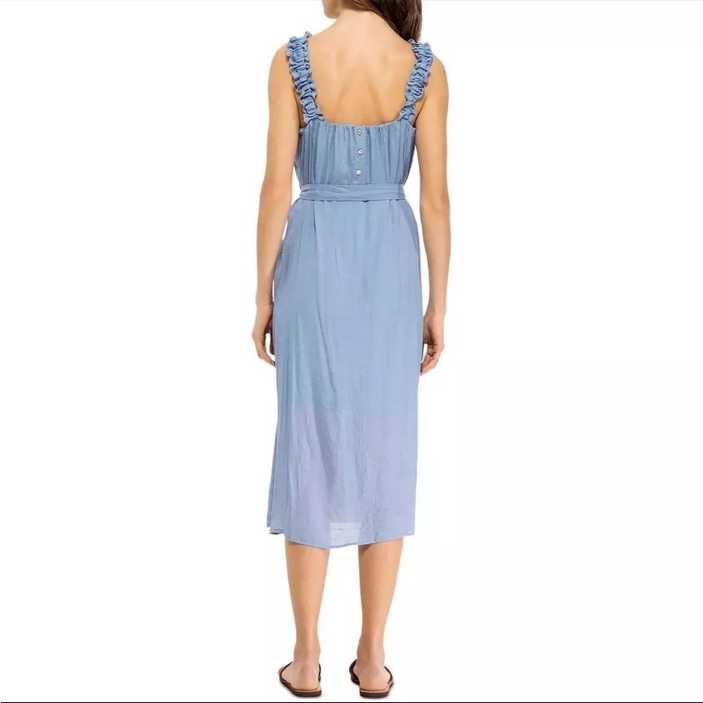 B COLLECTION BY BOBEAU Women’s Slate Blue Ruffle Sleeve Tie Waist Dress SZ Small - Picture 2 of 8
